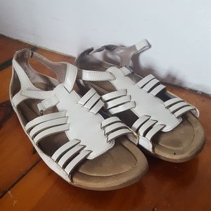 Genuine leather white sandals